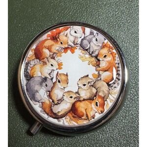 Cute Squirrel Themed Compartment Purse Travel Pill Box New